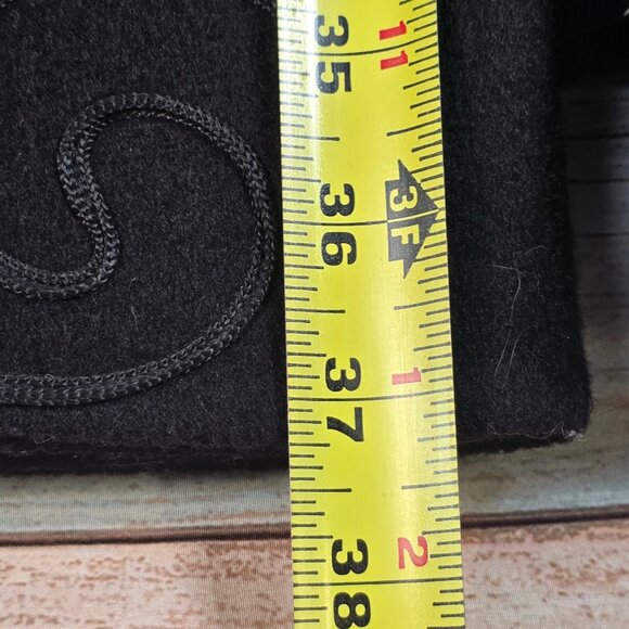 Vintage 80s Embroidered Black Wool Swing Coat, Women's XXL - Picture 4 of 9